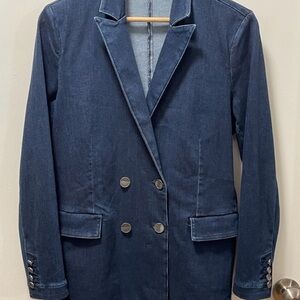 J. McLaughlin Navy Double-Breasted Tailored Blazer